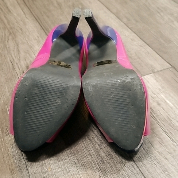 Charlotte Russe Tri-Colour Platform Peep Toe Heels - Picture 7 of 7